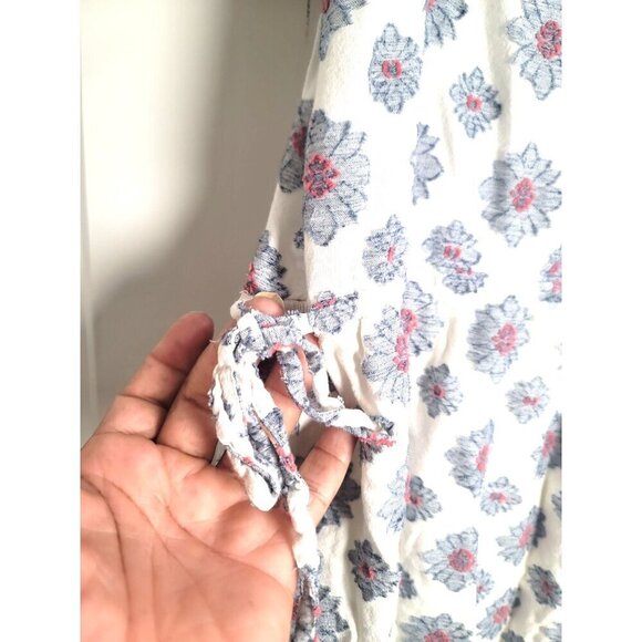 Loft Floral Button-Down Midi Sunday Dress With Puff Sleeves & Tie Detail SZ 0p - Picture 4 of 10